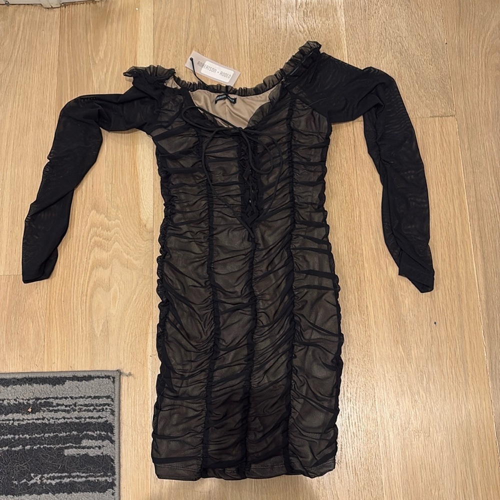Robertson and rodeo black mesh dress with bow detail size small